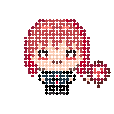 うちわをもって（まめちび）